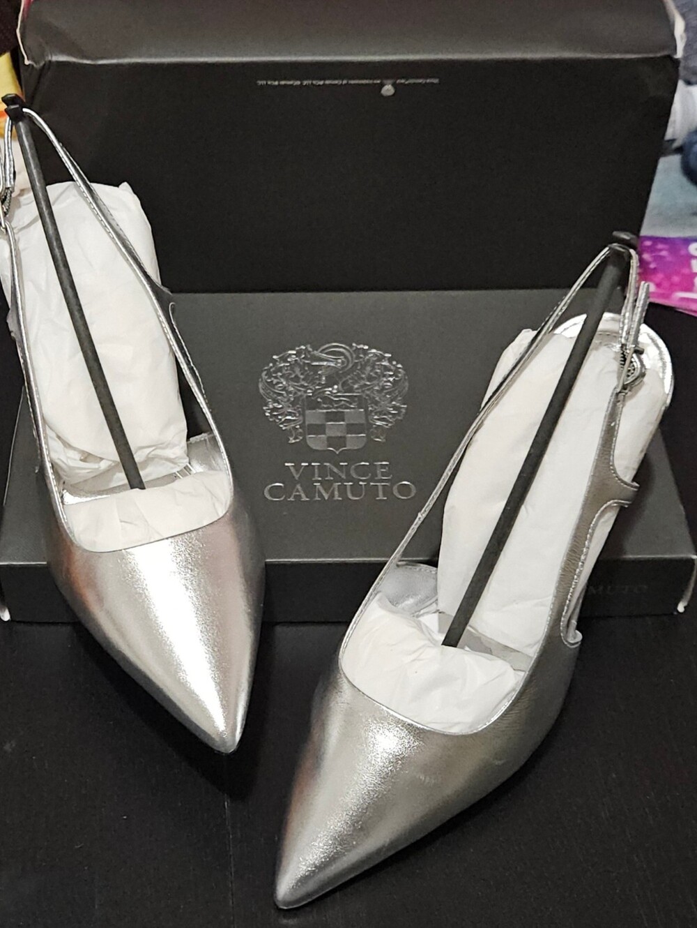 Vince Camuto Sindree Pump Silver Slingback Sz 8 - Picture 6 of 13